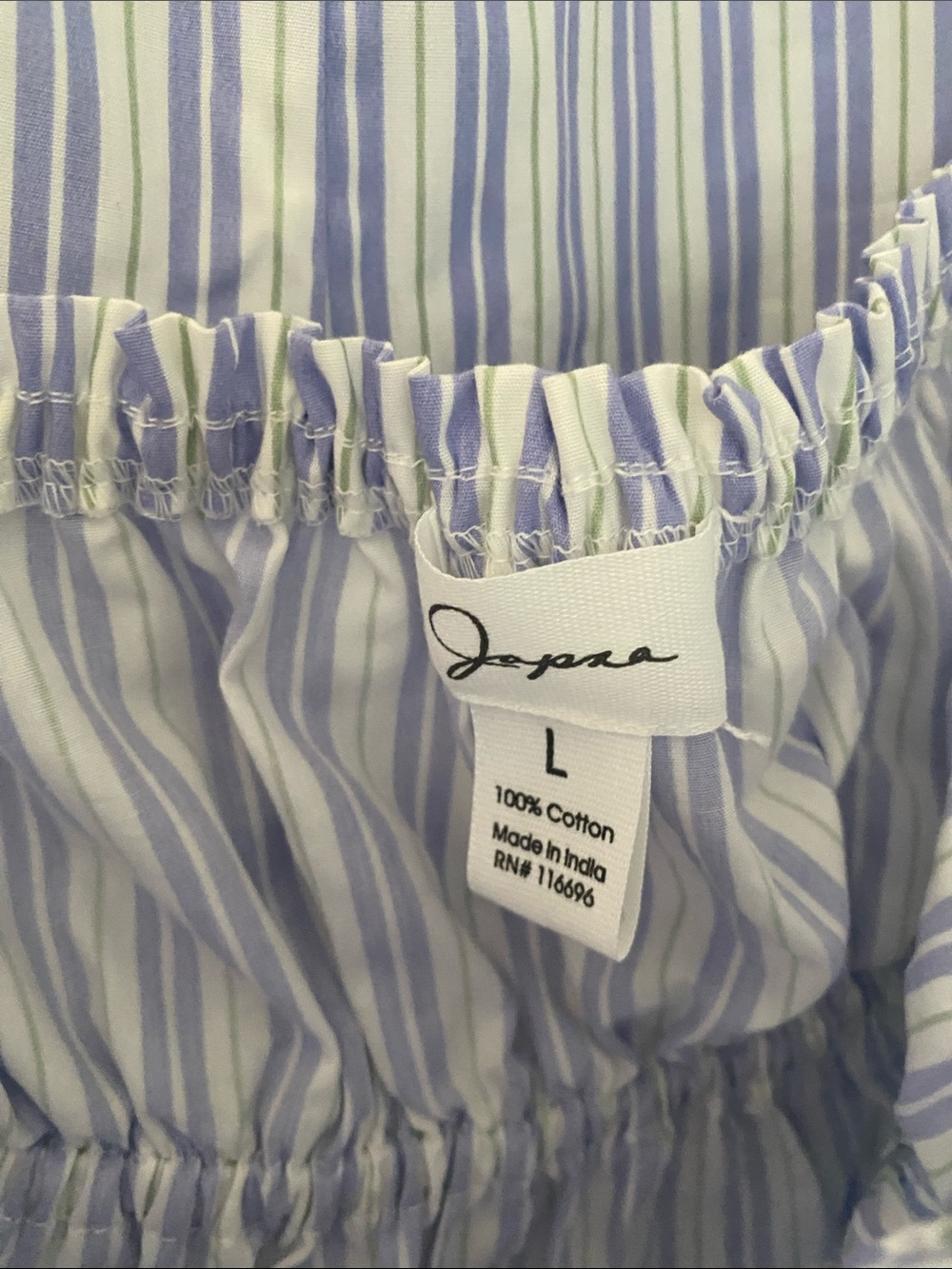 Striped blue and white Two-Piece Set - strapless Top & Wide Leg Pants - Picture 4 of 4